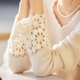 Ruffled Collar Open Knit Drop Shoulder Knit - 2 Colors Available - liwisi