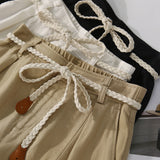 Woven Belt Casual Maxi Pants - 3 Colors Available - liwisi
