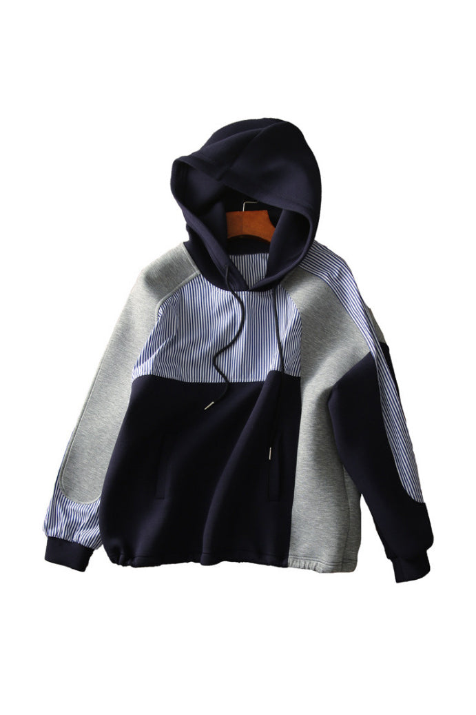 Casual Contrast Panel Hoodie - liwisi