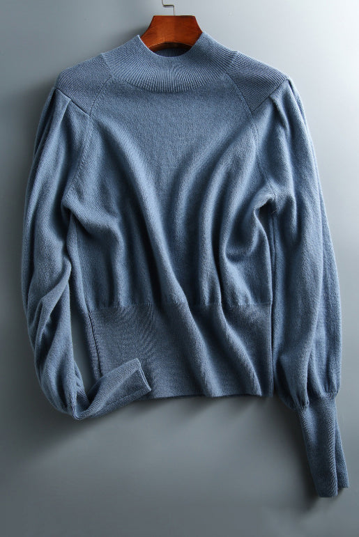 Versatile Solid Turtleneck Knit Top - liwisi