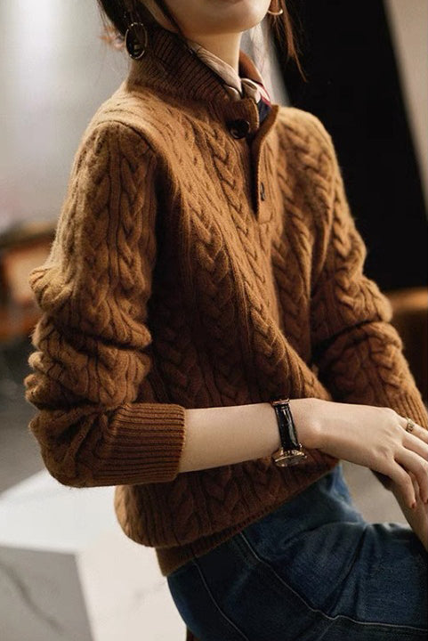 Casual Minimalist Jacquard Knit Sweater - liwisi
