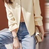 No-Collar Simple Layered Jacket with Lining - 2 Colors Available - liwisi