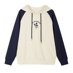 Cuffed Bi-Color Embroidered Drawstring Hooded Sweatshirt - liwisi