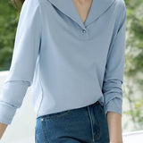 Sailor Collar Button Decor Casual T-Shirt - liwisi