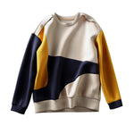 Round Neck Drop Shoulder Bi-Color Sweatshirt - liwisi