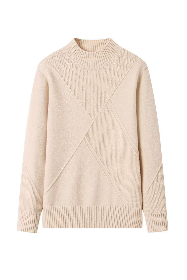 Bottle Neck Casual Jacquard Knit - 4 Colors Available - liwisi