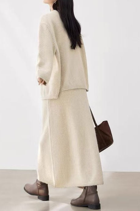Stylish Slouchy Cardigan & Dress Two-Piece Set - liwisi