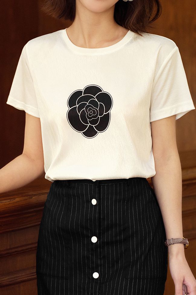 Printed versatile short sleeve T-shirt - liwisi