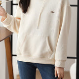 Drop Shoulder Hoodie with Logo Decoration - liwisi