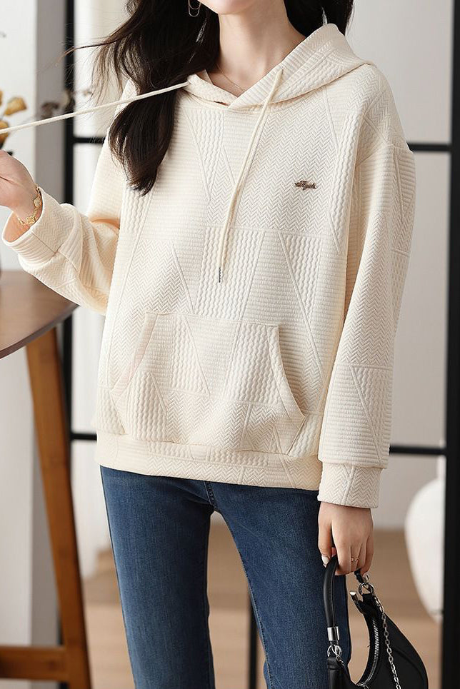 Drop Shoulder Hoodie with Logo Decoration - liwisi