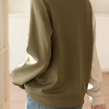 Bi-Color Button Decor Asymmetrical Sweatshirt - liwisi