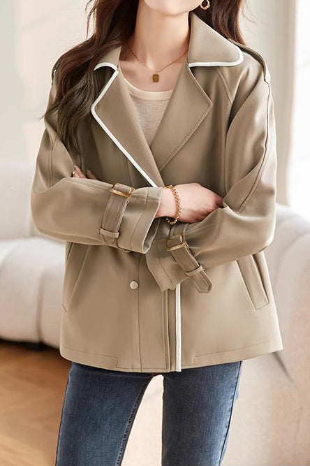 Stand Collar Bi-Color Jacket with Lining - liwisi