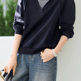 Casual Office Versatile Fake Two-Piece Sweatshirt - liwisi