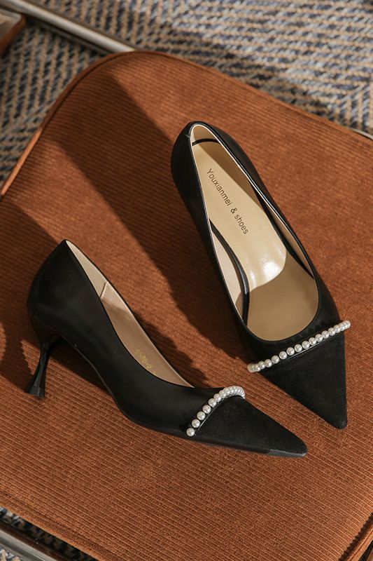 Pearl-pointed mid-heel high heels - liwisi