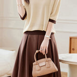 Bi-Color Hem Button Decor Knit Top - 3 Colors Available - liwisi
