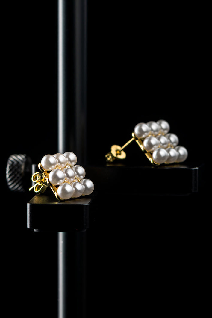 Pearl Bijou Square Motif Earrings - liwisi