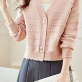 Casual Office Textured Knit Cardigan - liwisi