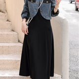 Two-Piece Set: Stand Collar Wrap Jacket + Casual Long Dress - 2 Colors Available - liwisi