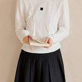 Basic Round Neck Logo Embroidered Sweatshirt - liwisi