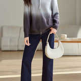 Fashion Gradient Color Double Zipper Cardigan - liwisi