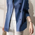 Simple lapel trench coat - liwisi