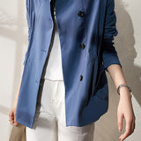 Simple lapel trench coat - liwisi