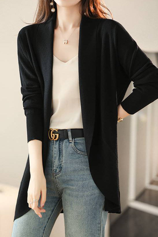 V-Neck Casual Layered Knit Cardigan - 2 Colors Available - liwisi