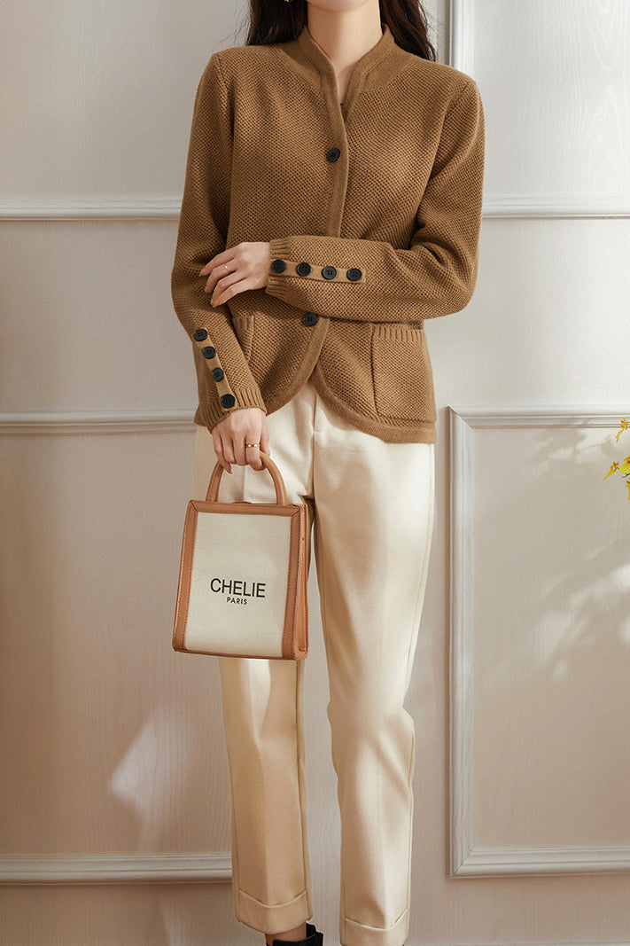 Key Neck Button Decor Knit Cardigan - 3 Colors Available - liwisi
