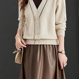 Contrast - color fake two - piece knitted sweater - liwisi