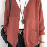 V-Neck Rib Knit Cardigan with Contrast - 5 Colors Available - liwisi