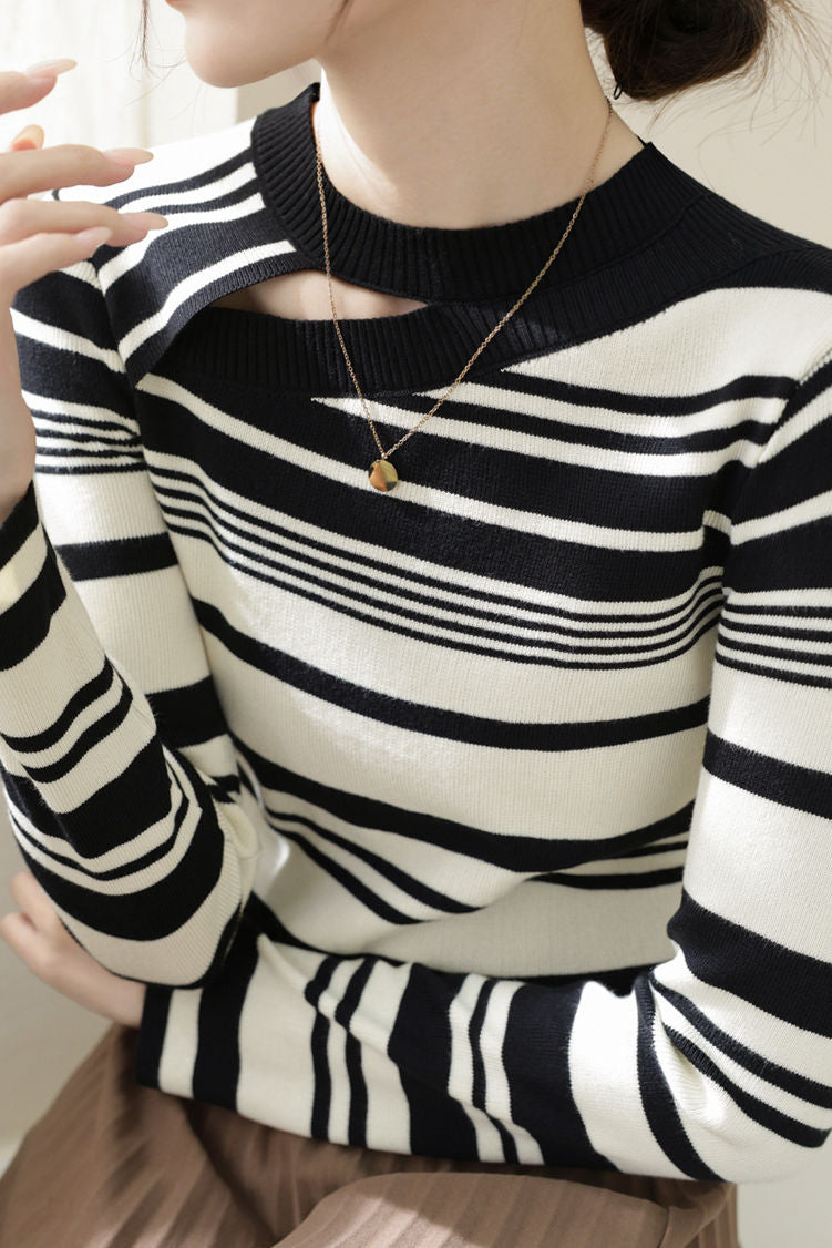 Early Autumn Casual Striped Color-Block Sweater - liwisi