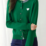 Casual Versatile Color-Block Knitted Cardigan