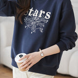 Casual Letter Embroidered Faux Layered Collar Sweatshirt - liwisi