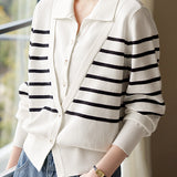 Striped V-Neck Long Sleeve Knit - liwisi