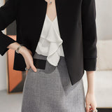 No-Collar Simple Layered Jacket with Lining - 2 Colors Available - liwisi
