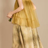 Halter Neck Tulle Contrast Ombre Long Dress with Lining - 3 Colors Available - liwisi