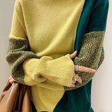 Contrast Turtleneck Leisure Knitted Sweater - liwisi