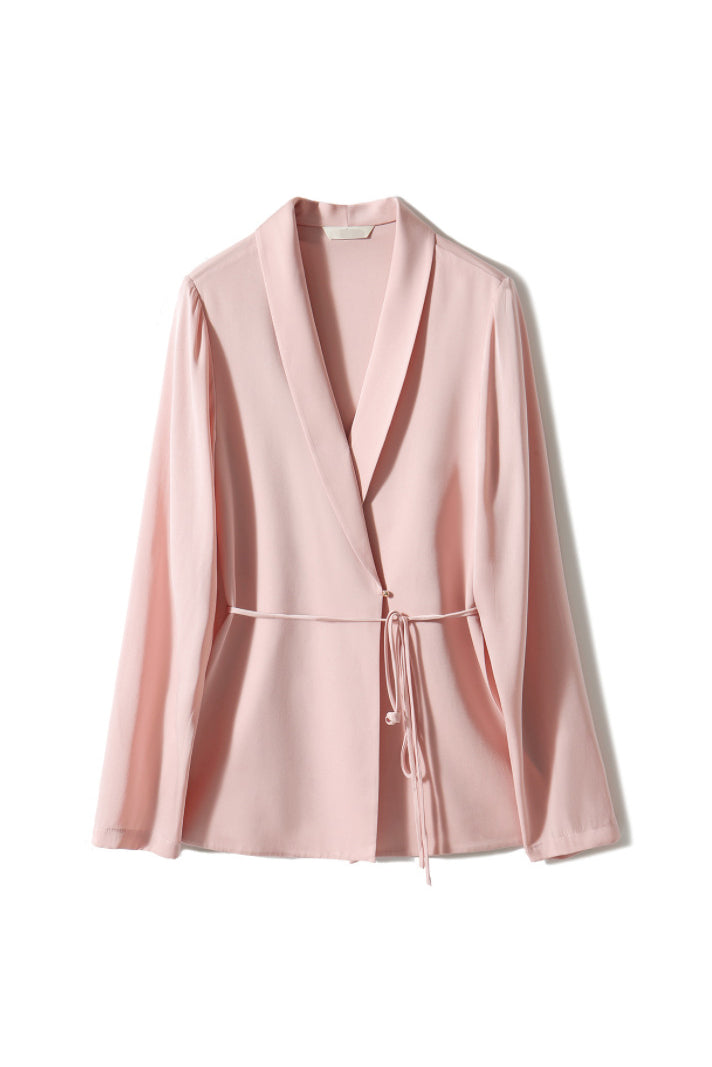 Shawl Collar Tie Belted Tailored Jacket - 3 Colors Available - liwisi