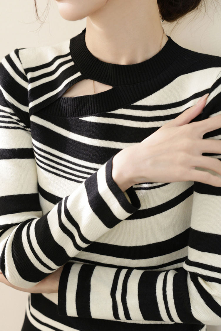 Early Autumn Casual Striped Color-Block Sweater - liwisi