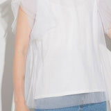 Round Neck Double Tulle Flare Sleeve T-Shirt - 2 Colors Available - liwisi