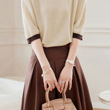 Bi-Color Hem Button Decor Knit Top - 3 Colors Available - liwisi