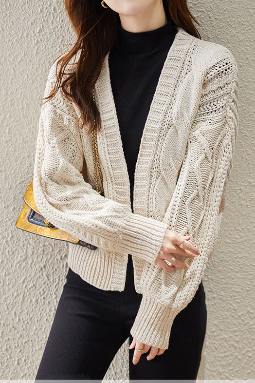 Minimalist Chunky Knit Cardigan - liwisi
