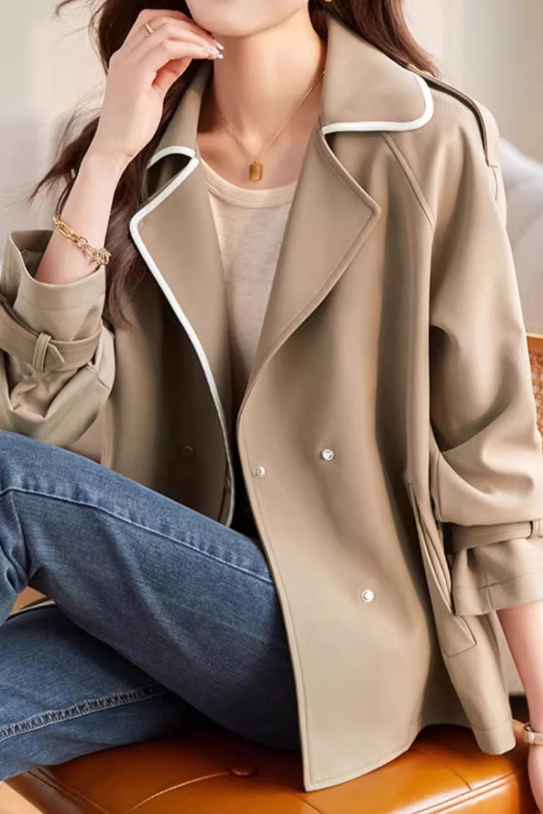 Stand Collar Bi-Color Jacket with Lining - liwisi