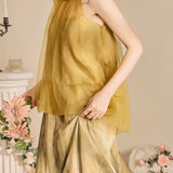Halter Neck Tulle Contrast Ombre Long Dress with Lining - 3 Colors Available - liwisi