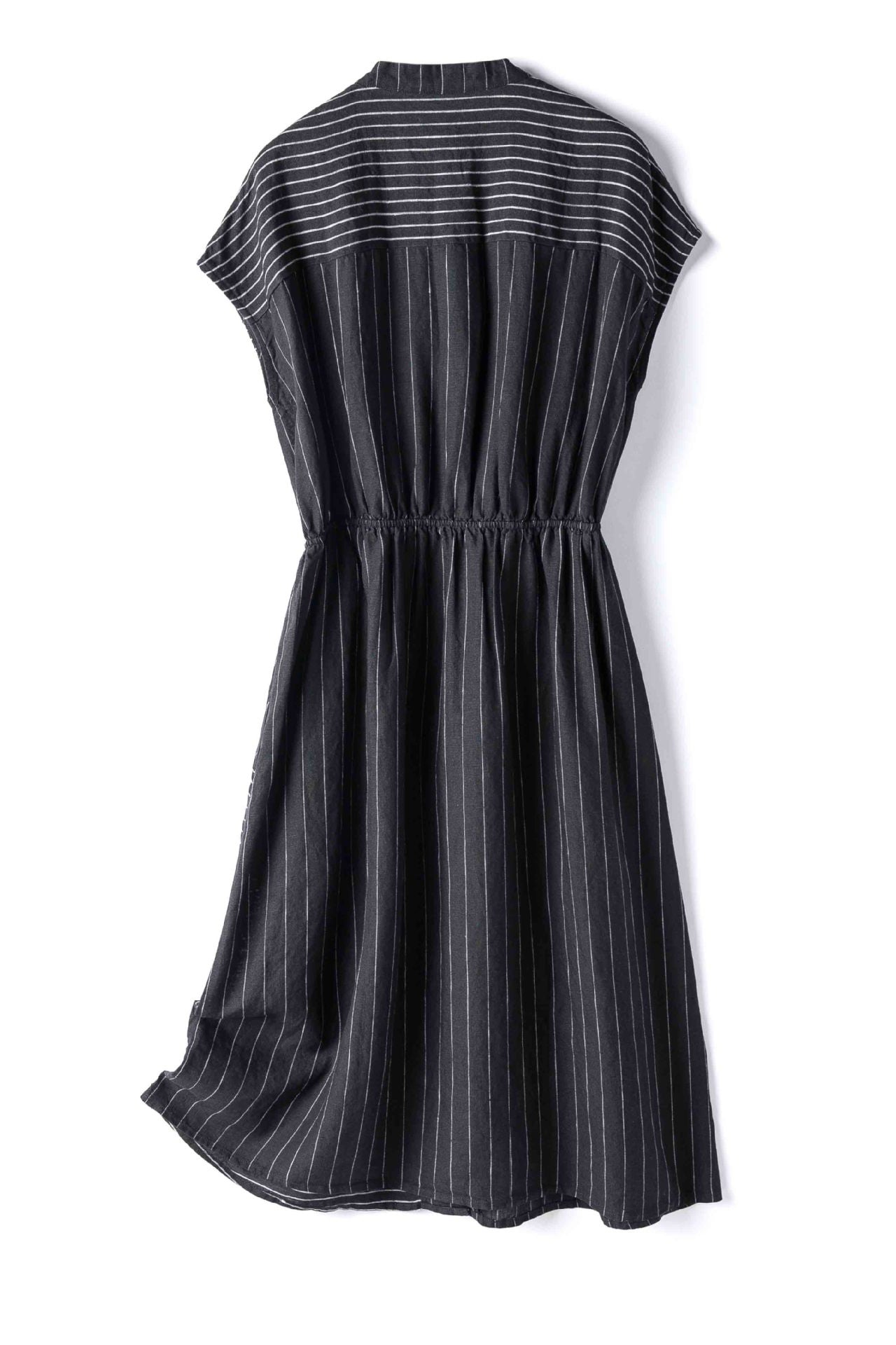 Skipper Collar Striped Docking Linen Dress - liwisi