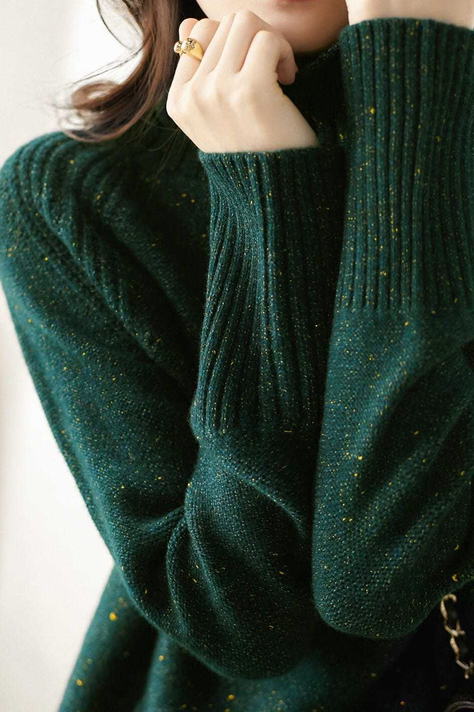 Solid Color Turtleneck Knit - liwisi
