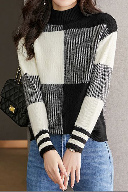 Bottle Neck Drop Shoulder Bi-Color Knit - 3 Colors Available - liwisi