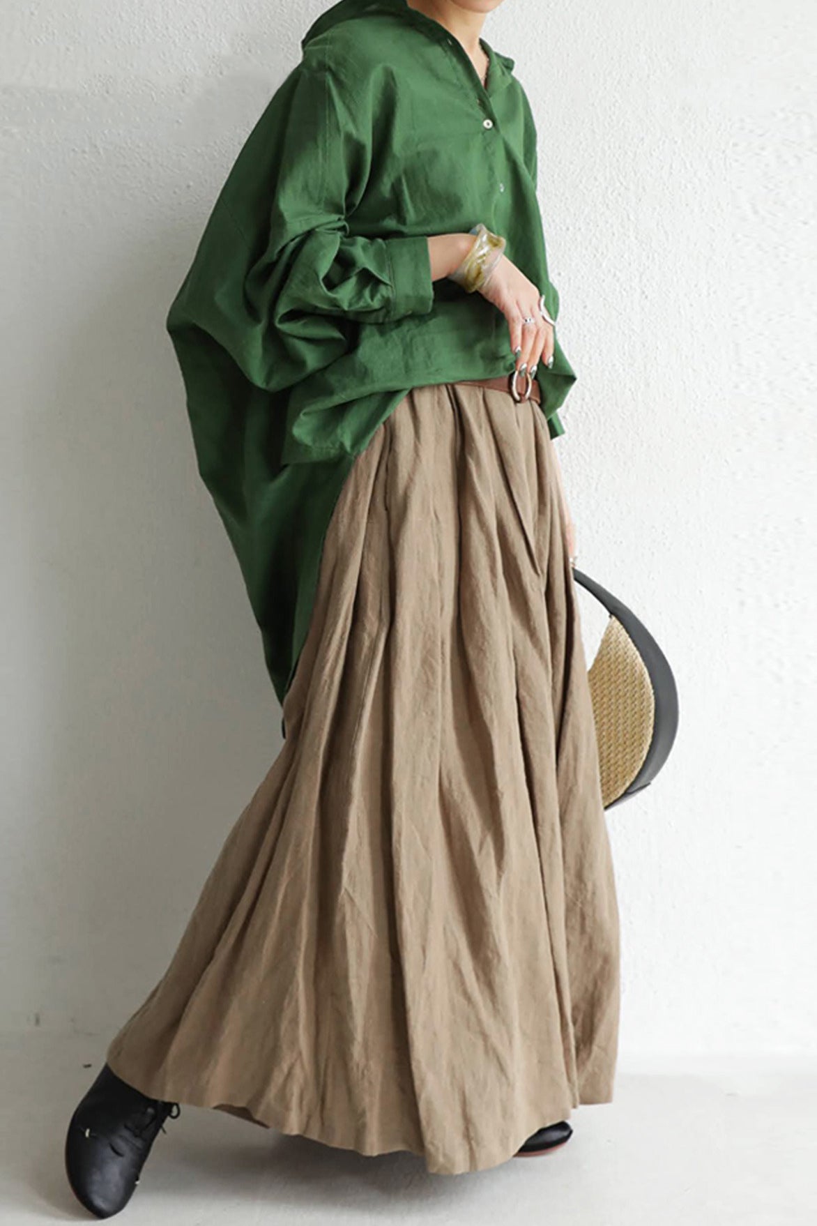Stand Collar Drop Shoulder Linen Tunic - 6 Colors Available - liwisi