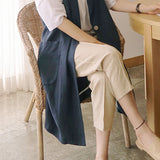 Notch Lapel Color Side Slit Linen Gilet - 3 Colors Available - liwisi