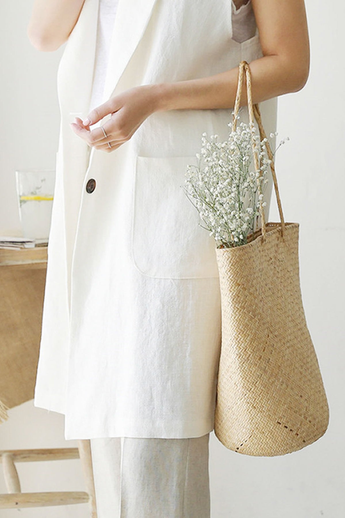Notch Lapel Color Side Slit Linen Gilet - 3 Colors Available - liwisi